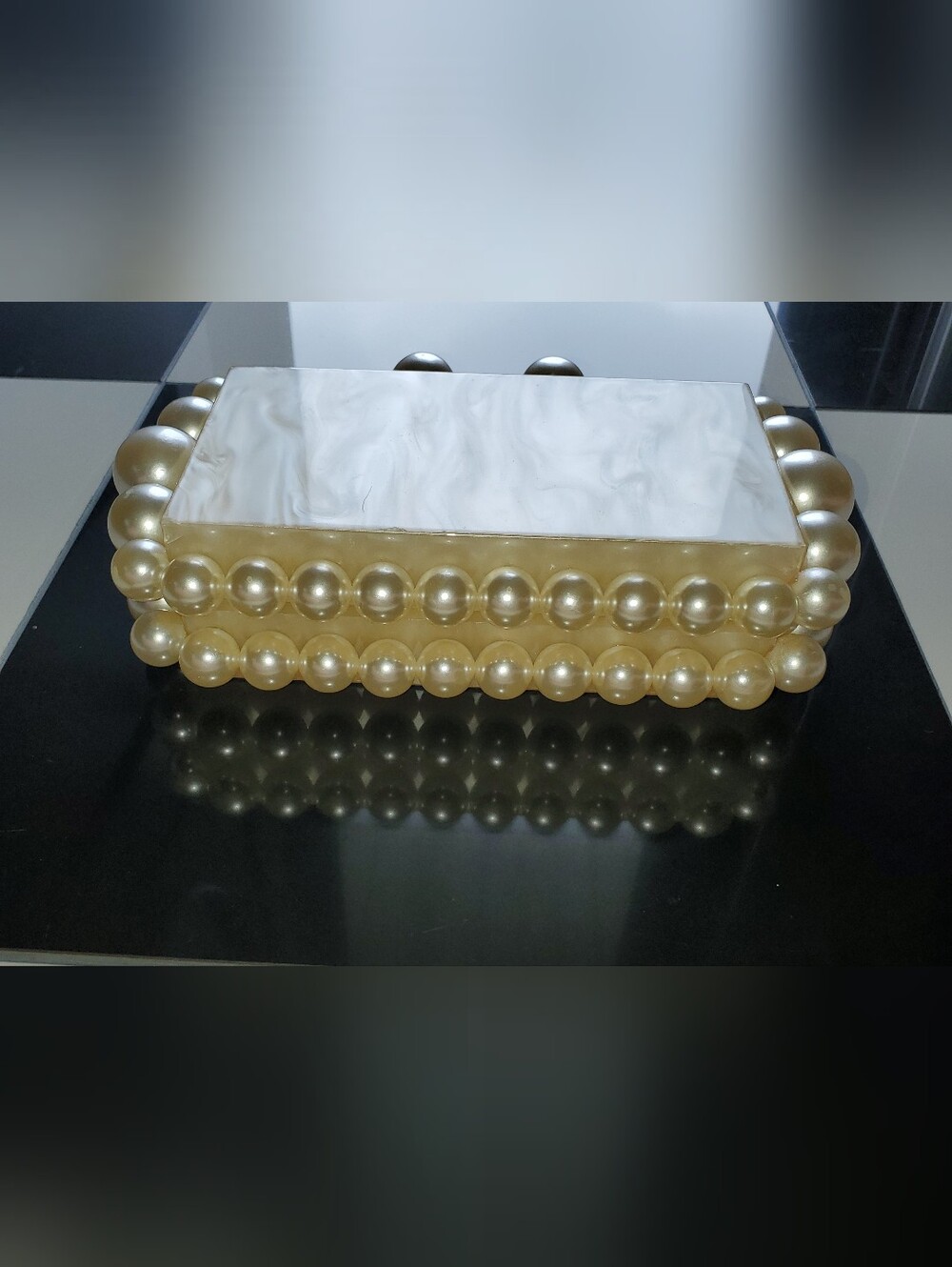 Cult Gaia Women's Ivory Acrylic EOS Beaded Handbag Purse Box (Read Description) - Picture 6 of 15